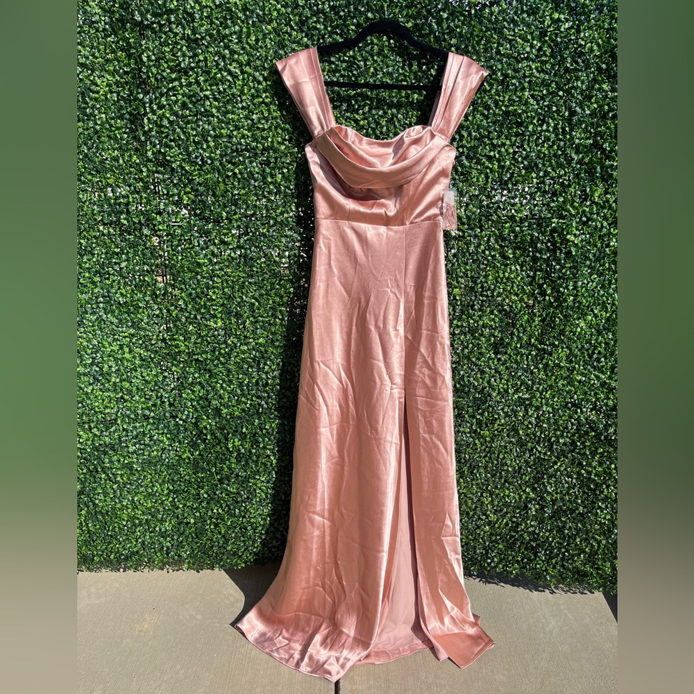 Pink Satin Convertible Evening Gown